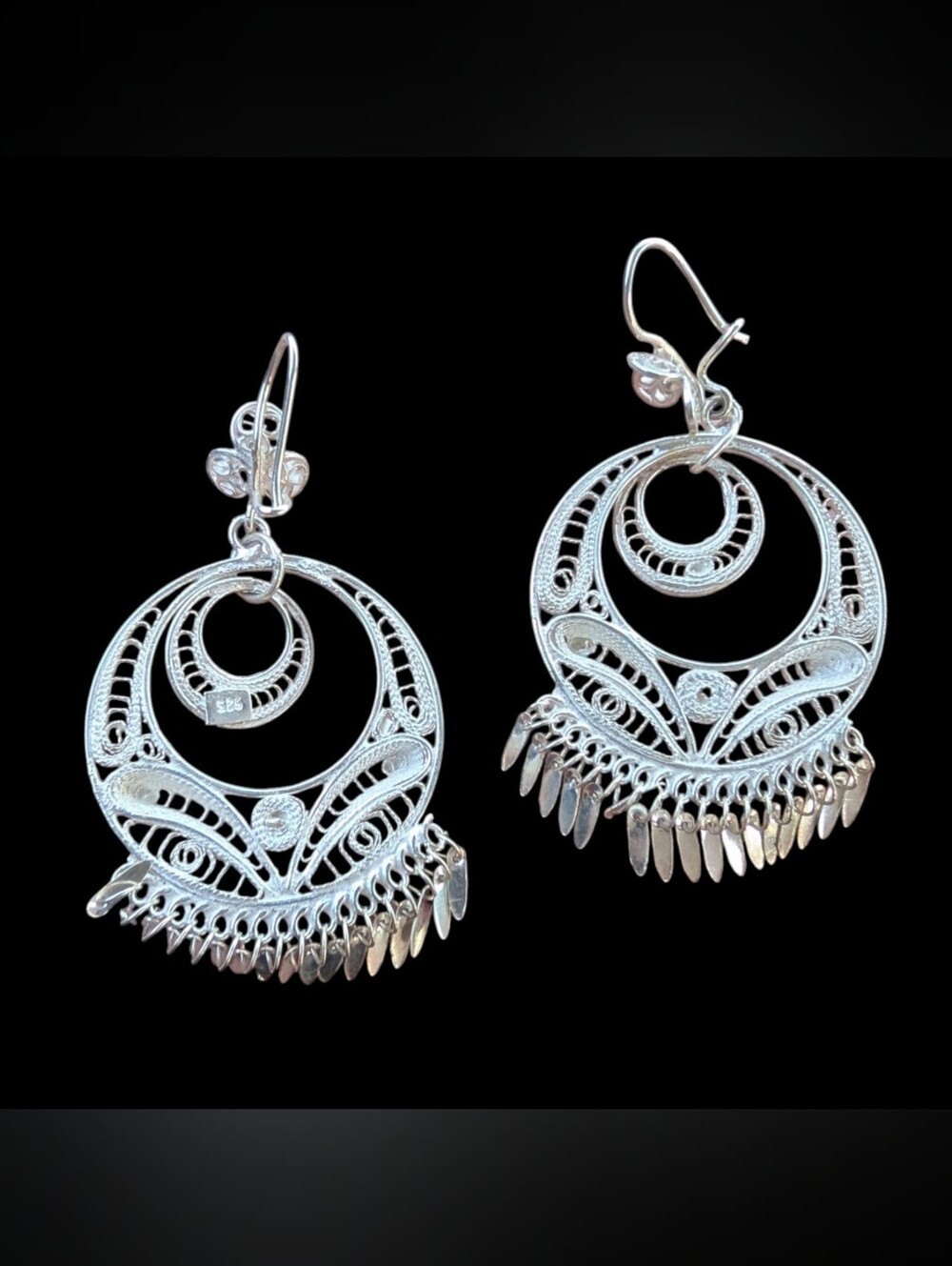 Sterling Silver 925 Filigree Wire Circle Mandala Earrings‼️Price is firm‼️ - Picture 2 of 7